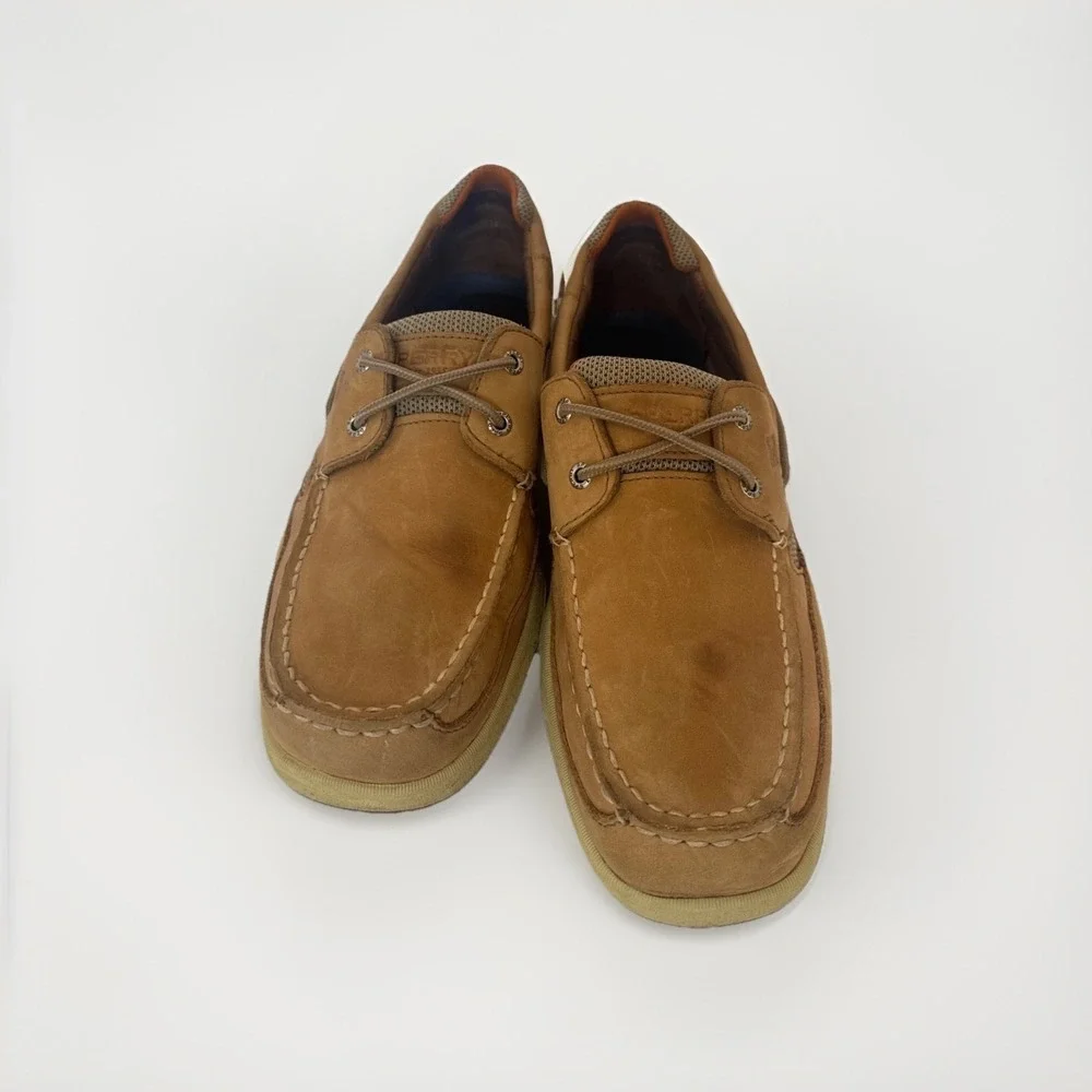 Sperry Top Sider Lanyard Men's Boat Shoes 12 Tan Leather Lace up 0777924